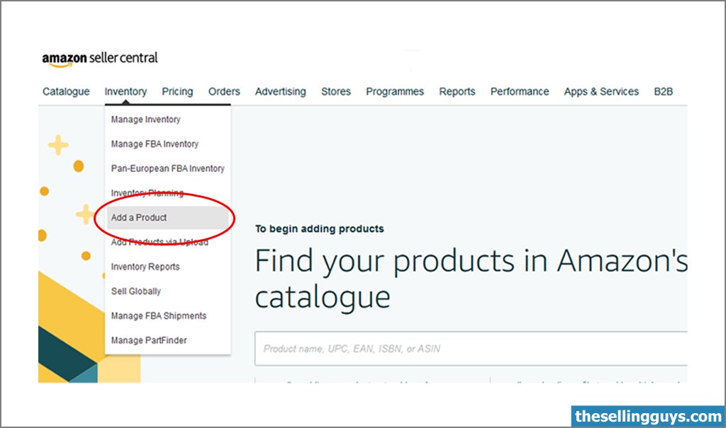 screenshot of Select ‘Add a product‘ from the drop-down menu.