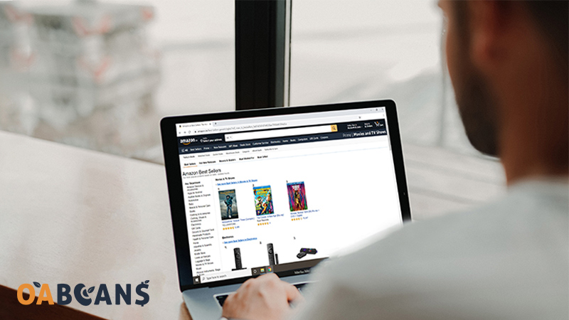 a man is selling products on amazon