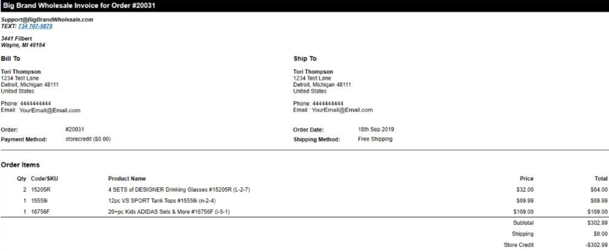 Wholesale Invoice on Amazon.